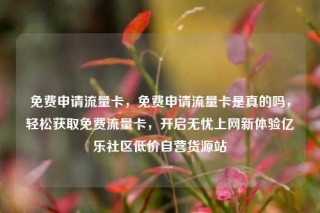 免费申请流量卡，免费申请流量卡是真的吗，轻松获取免费流量卡，开启无忧上网新体验亿乐社区低价自营货源站