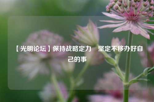 【光明论坛】保持战略定力 坚定不移办好自己的事  第1张