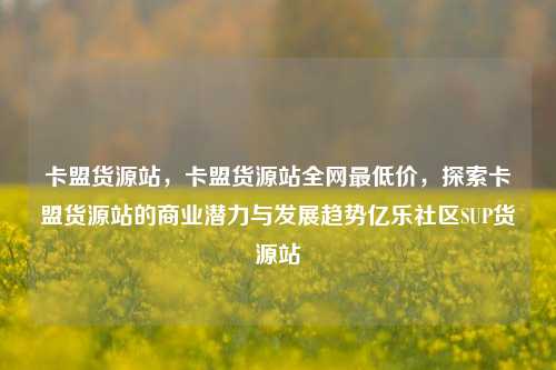 卡盟货源站，卡盟货源站全网最低价，探索卡盟货源站的商业潜力与发展趋势亿乐社区SUP货源站  第1张