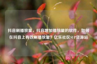抖音刷播放量，抖音增加播放量的软件，如何在抖音上有效刷播放量？亿乐社区SUP货源站