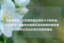 抖音播放量，抖音播放量达到多少才有收益，打卡成功！揭秘如何提高抖音短视频的播放量和点赞率亿乐社区低价自营货源站