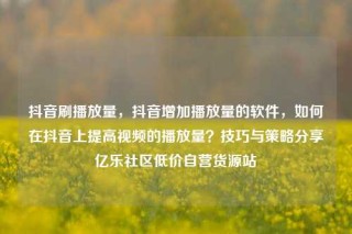 抖音刷播放量，抖音增加播放量的软件，如何在抖音上提高视频的播放量？技巧与策略分享亿乐社区低价自营货源站
