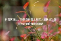 抖音买粉丝，如何在抖音上购买大量粉丝？亿乐社区低价自营货源站