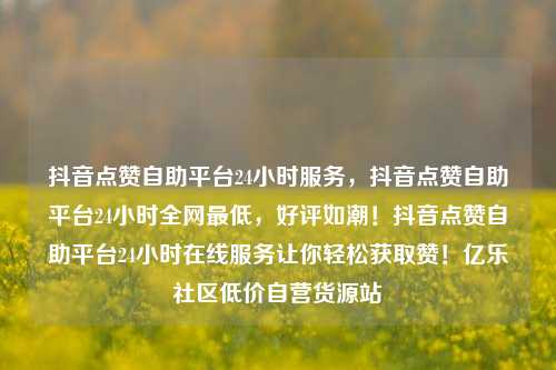抖音点赞自助平台24小时服务，抖音点赞自助平台24小时全网最低，好评如潮！抖音点赞自助平台24小时在线服务让你轻松获取赞！亿乐社区低价自营货源站  第1张